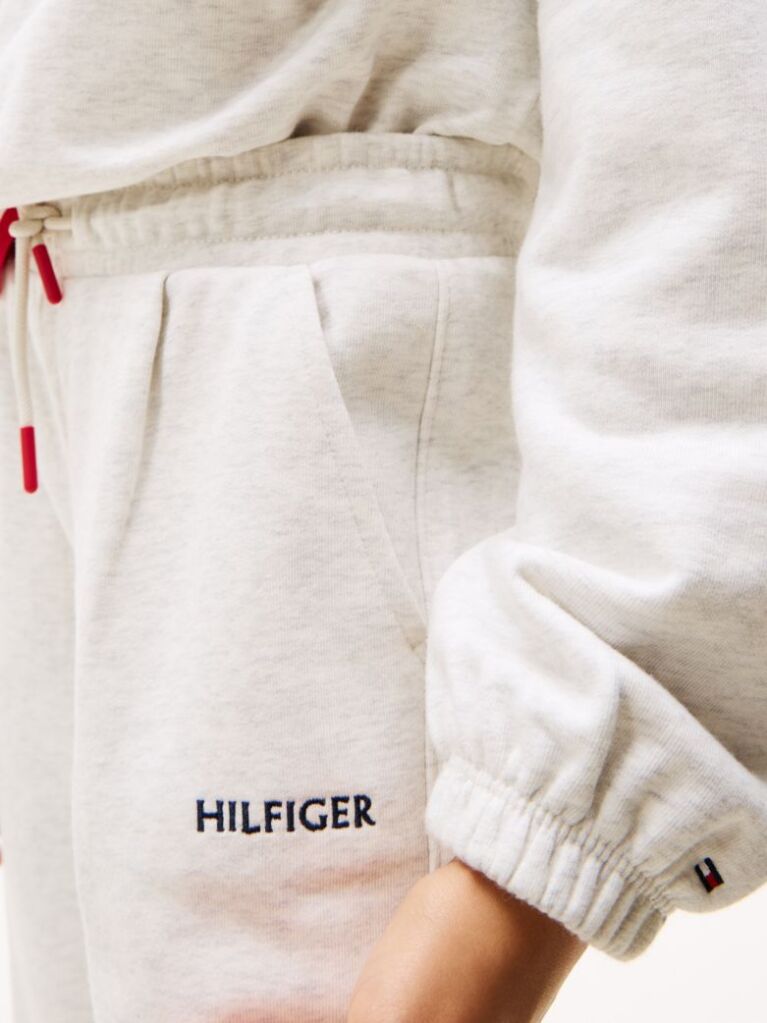 White Logo Embroidery Wide Leg Joggers  Girls