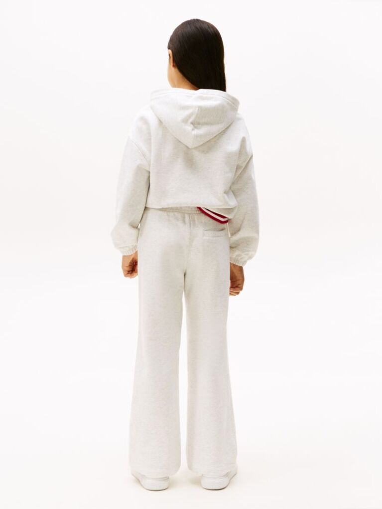 White Logo Embroidery Wide Leg Joggers  Girls