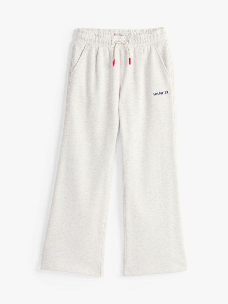 White Logo Embroidery Wide Leg Joggers  Girls