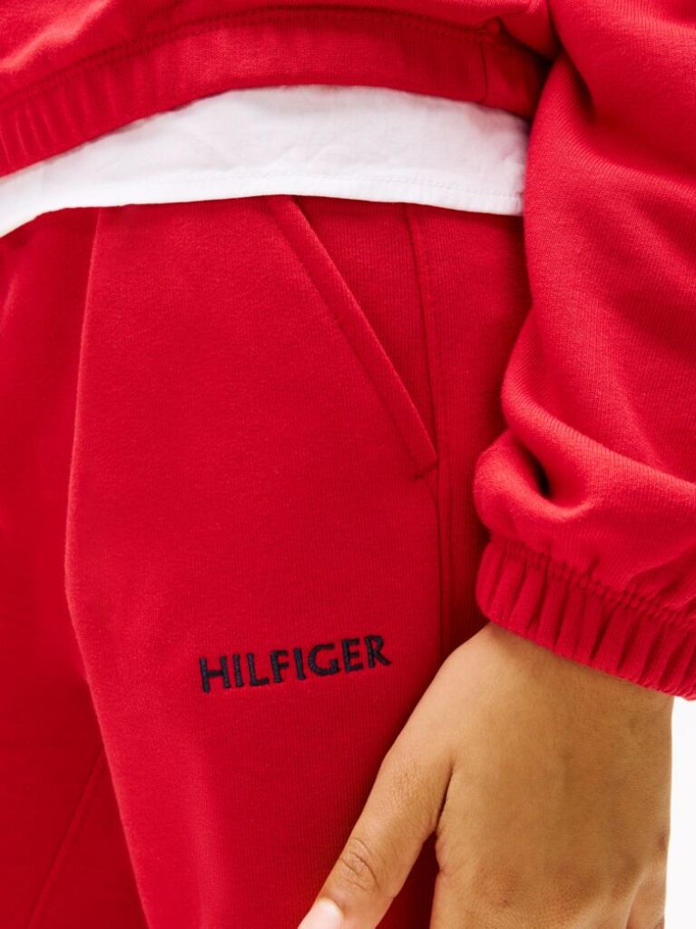 Red Logo Embroidery Wide Leg Joggers  Girls