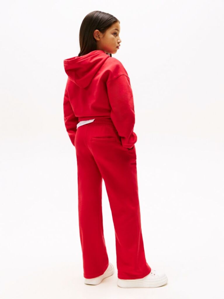 Red Logo Embroidery Wide Leg Joggers  Girls