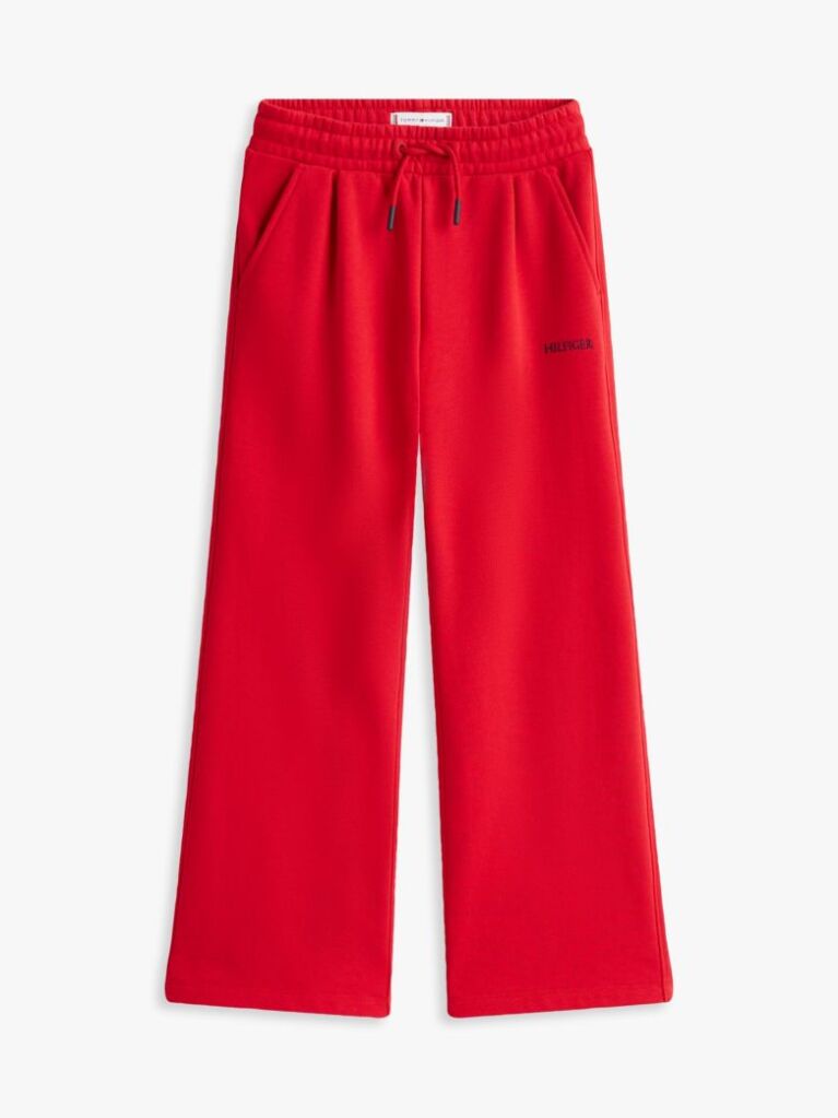 Red Logo Embroidery Wide Leg Joggers  Girls
