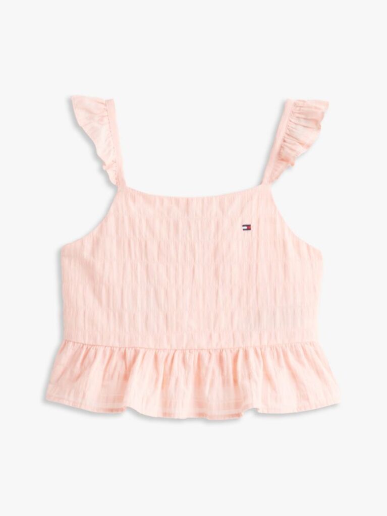 Pink Textured Ruffle Top  Girls