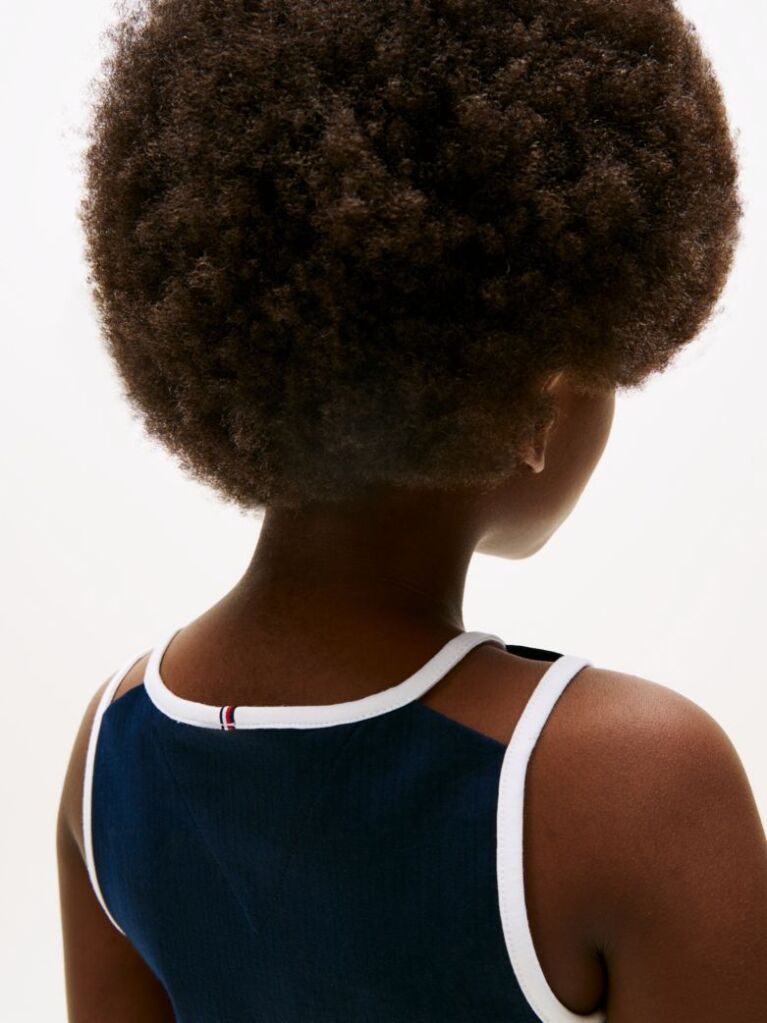 Blue Crew Neck Sleeveless Skater Dress  Girls