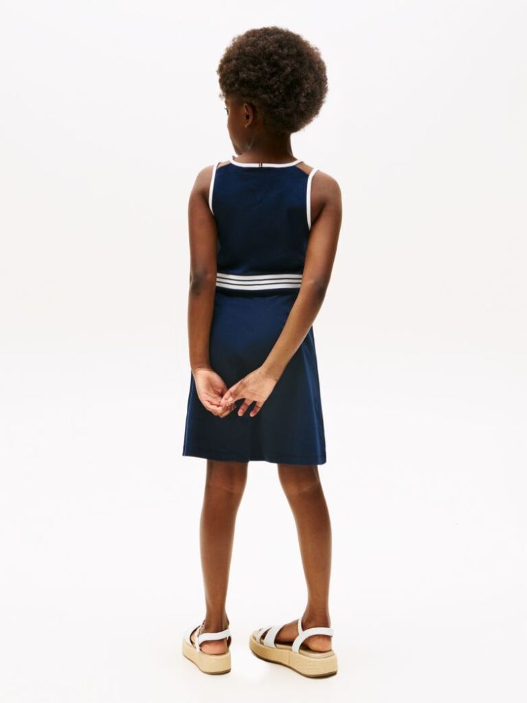 Blue Crew Neck Sleeveless Skater Dress  Girls