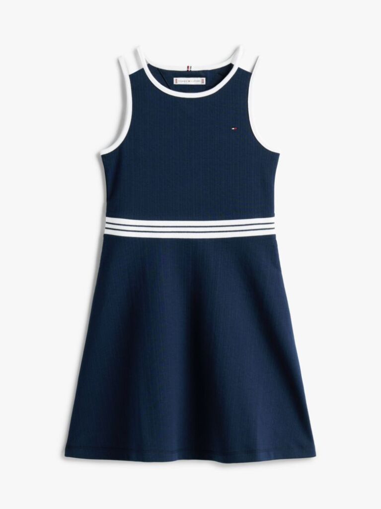 Blue Crew Neck Sleeveless Skater Dress  Girls