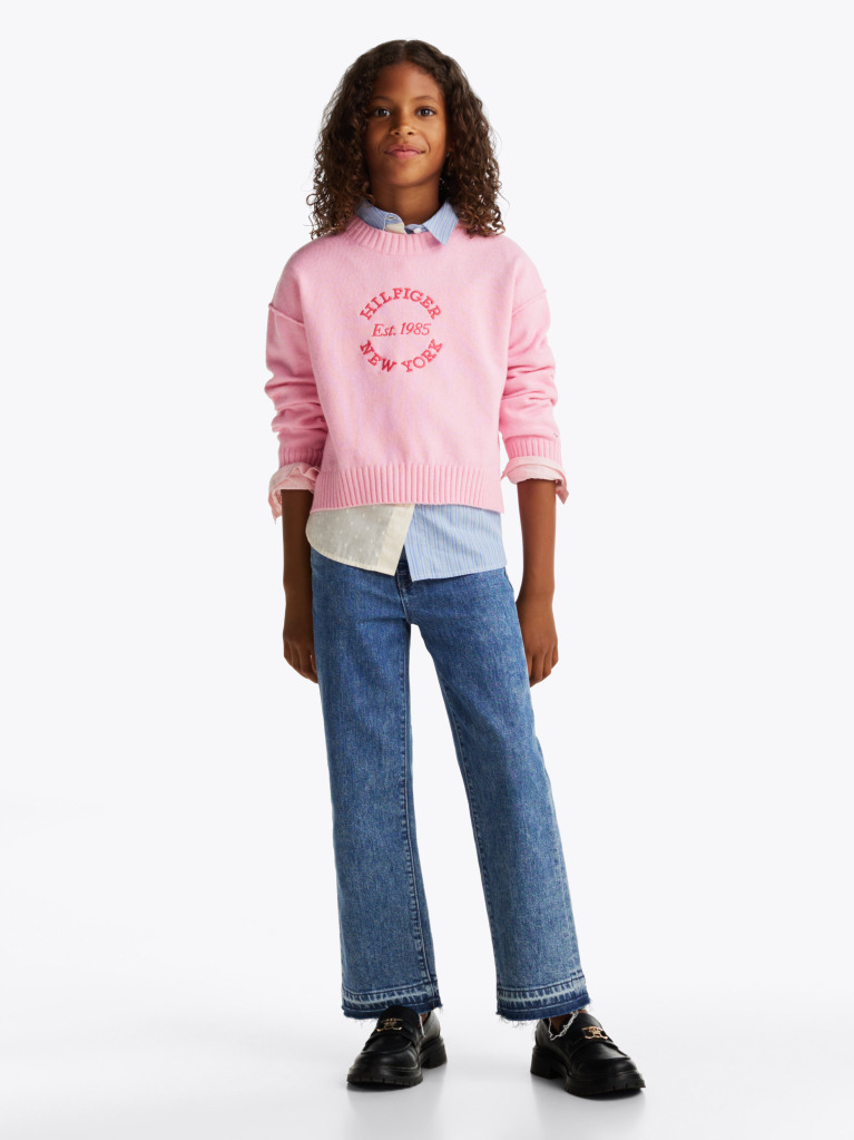Pink Logo Crew Neck Jumper  Girls