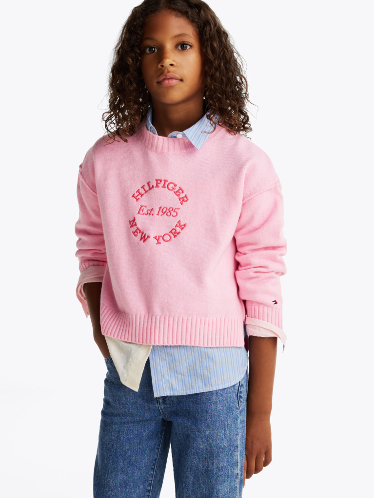 Pink Logo Crew Neck Jumper  Girls
