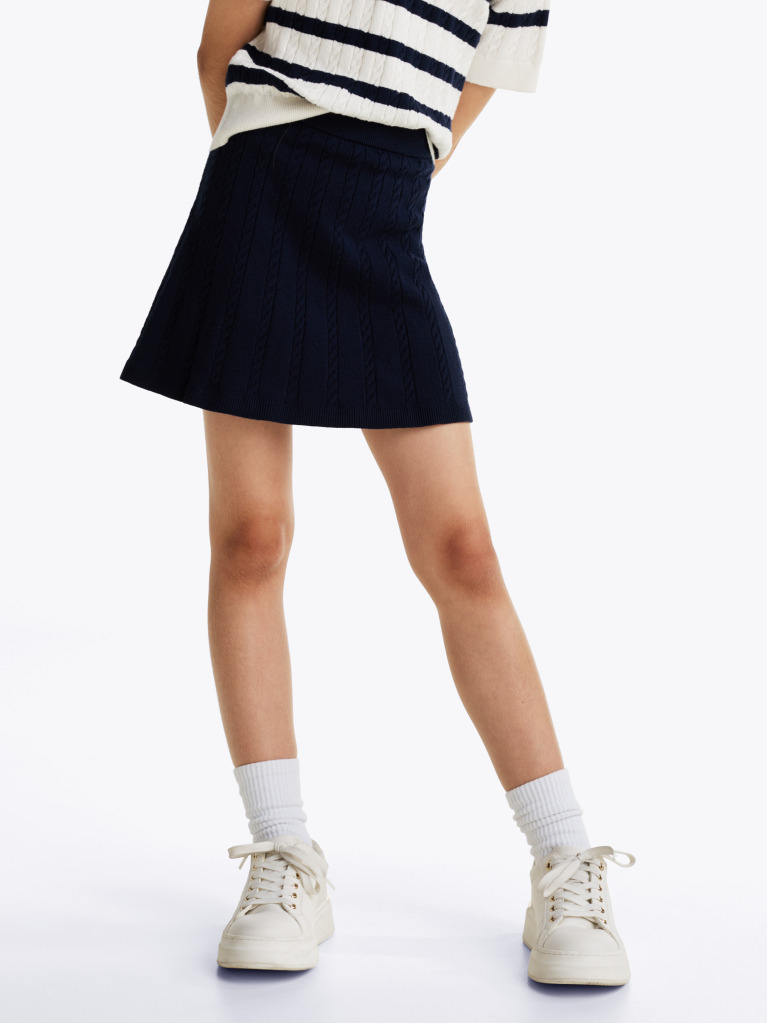 Blue Mini Cable Knit Skirt  Girls