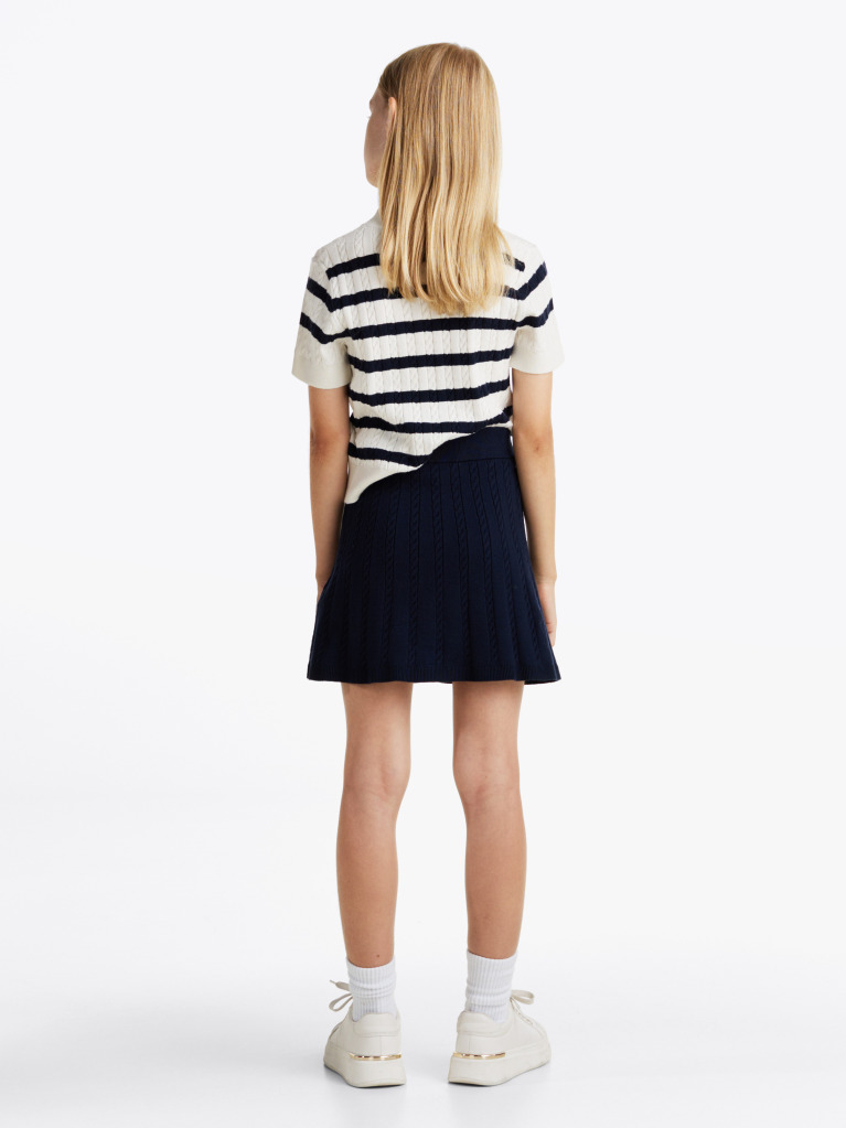 Blue Mini Cable Knit Skirt  Girls
