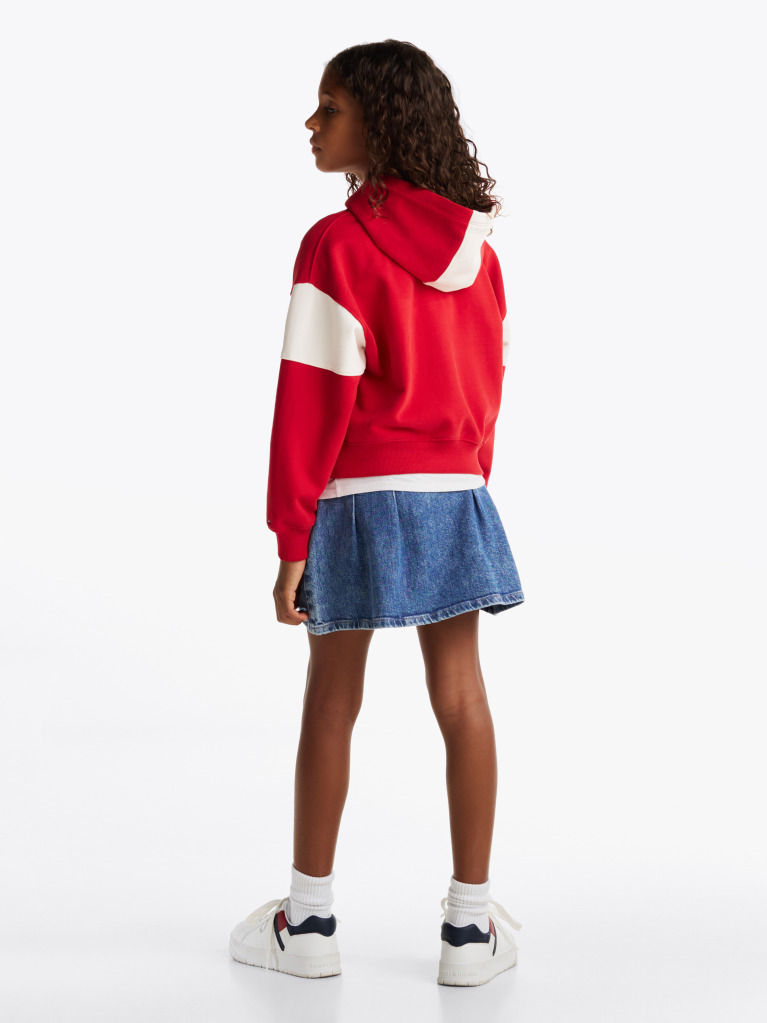 Red Colour-Blocked Varsity Hoody  Girls
