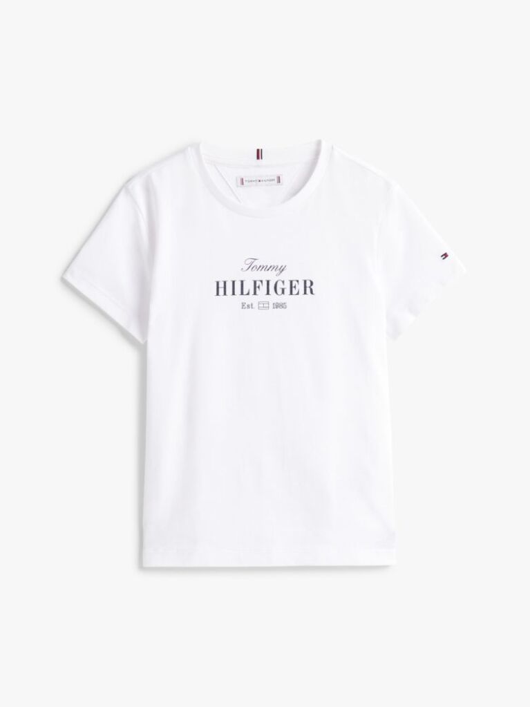 White Glitter Logo Crew Neck T-Shirt  Girls