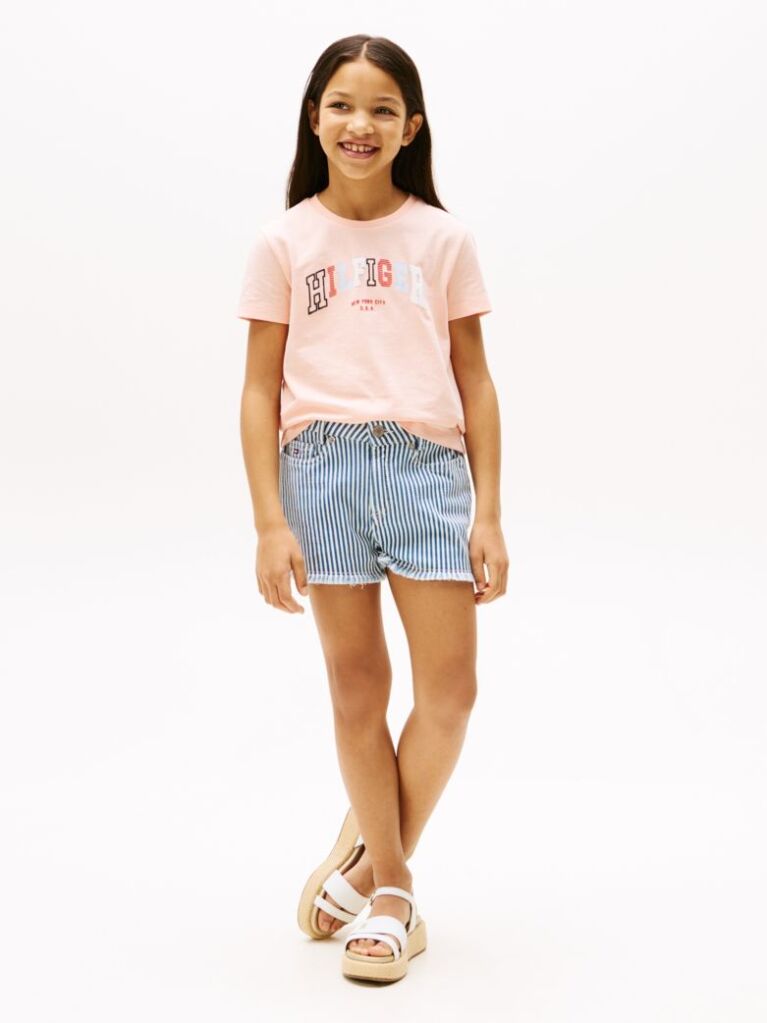 Pink Varsity Crew Neck T-Shirt  Girls