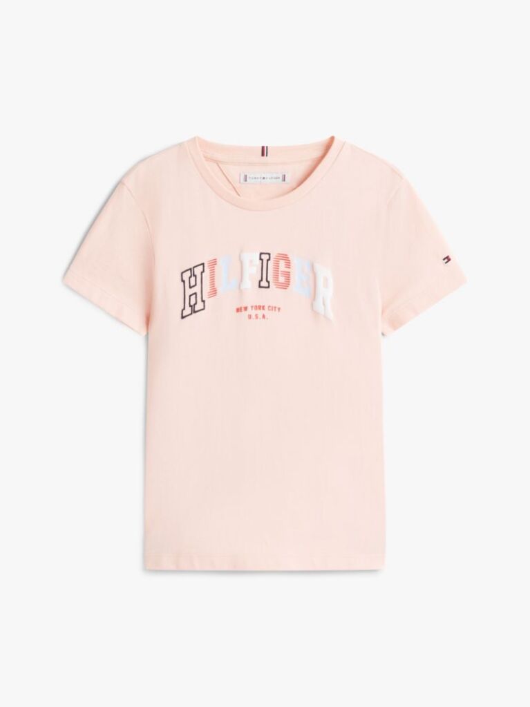Pink Varsity Crew Neck T-Shirt  Girls