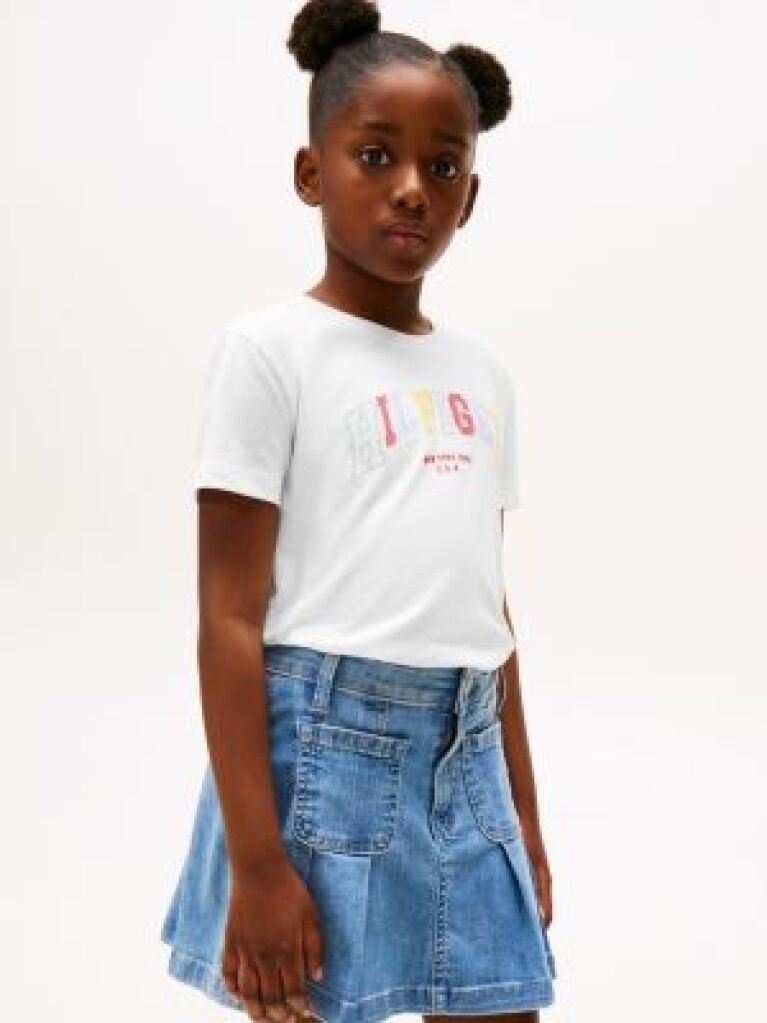 White Varsity Crew Neck T-Shirt  Girls