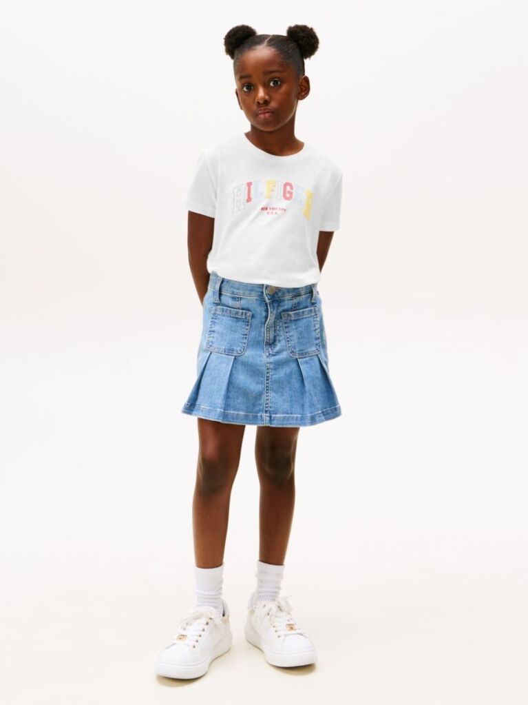 White Varsity Crew Neck T-Shirt  Girls