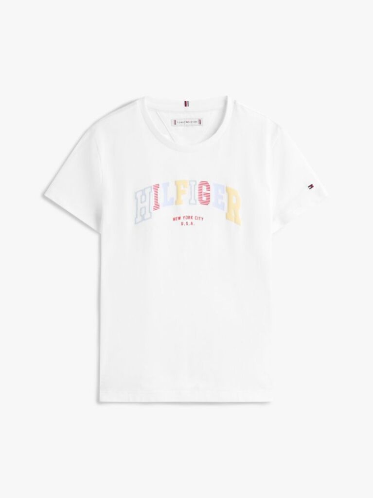 White Varsity Crew Neck T-Shirt  Girls