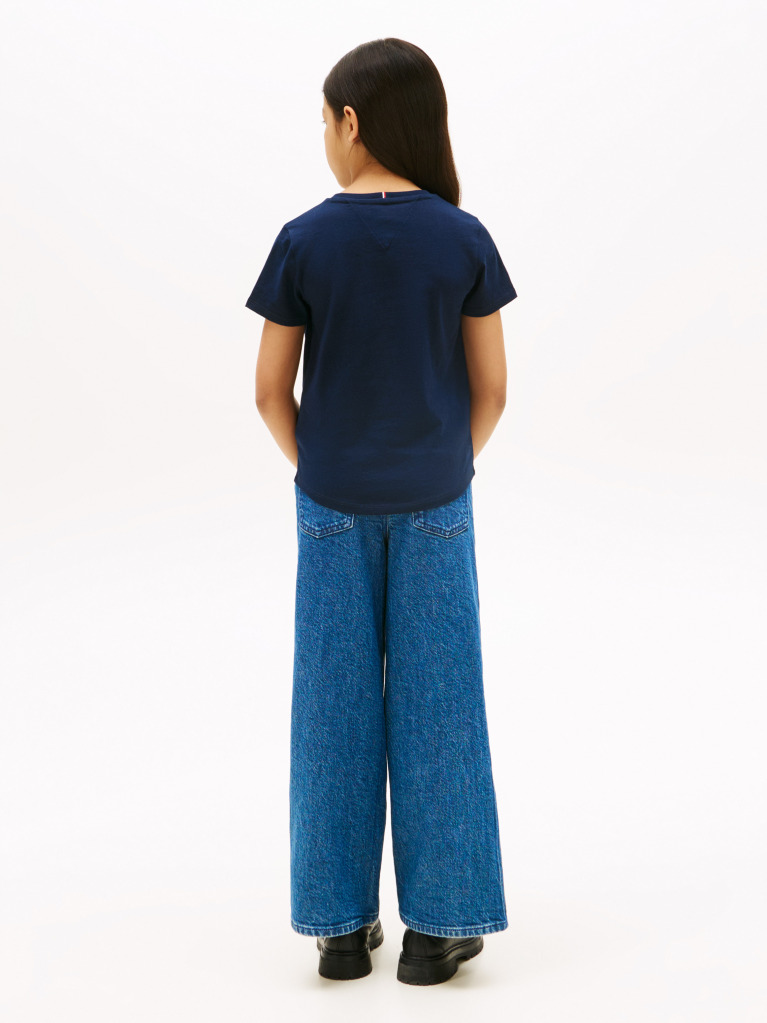 Blue Metallic Logo Slim T-Shirt  Girls