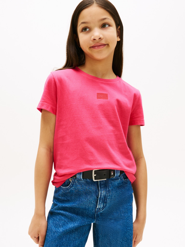 Pink Tonal Flag T-Shirt Short Sleeve  Girls