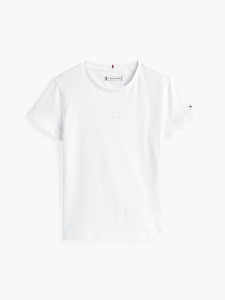 White Tonal Flag T-Shirt Short Sleeve  Girls