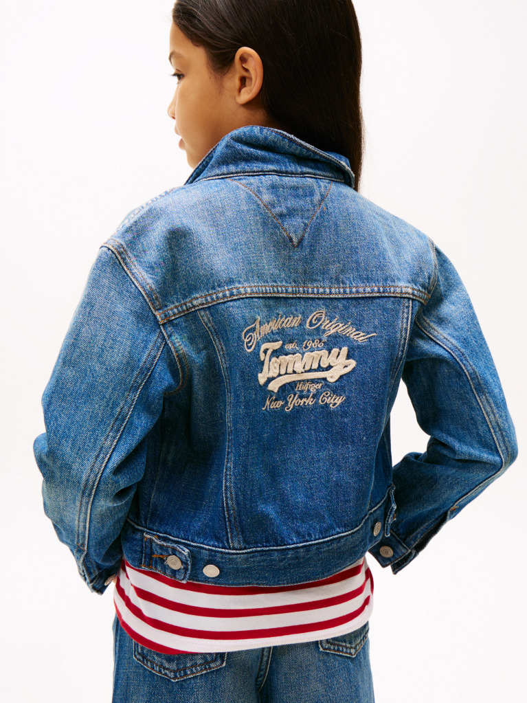 Blue Back Logo Denim Trucker Jacket  Girls