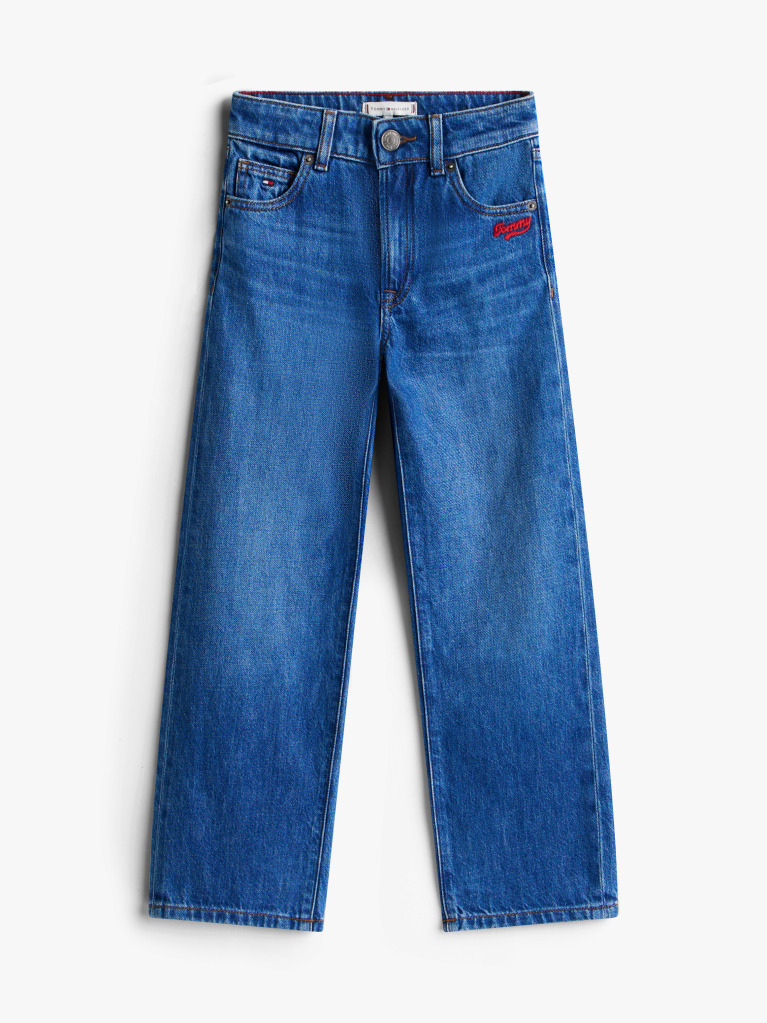 Blue Logo Embroidery Girlfriend Jeans  Girls