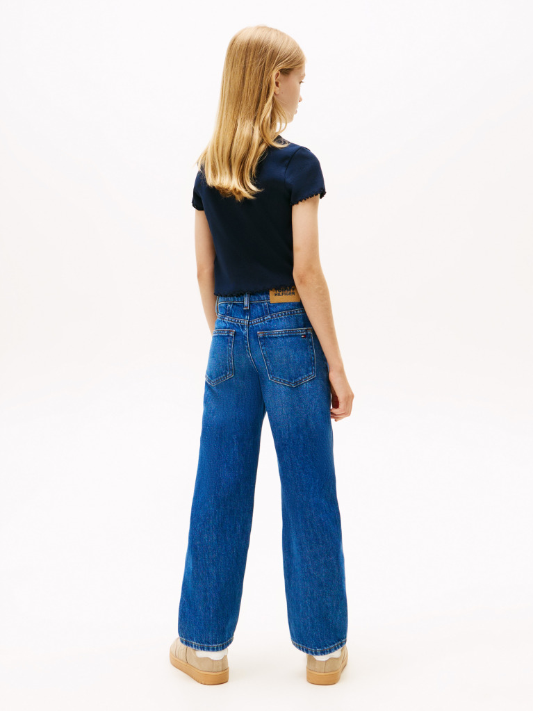 Blue Logo Embroidery Girlfriend Jeans  Girls