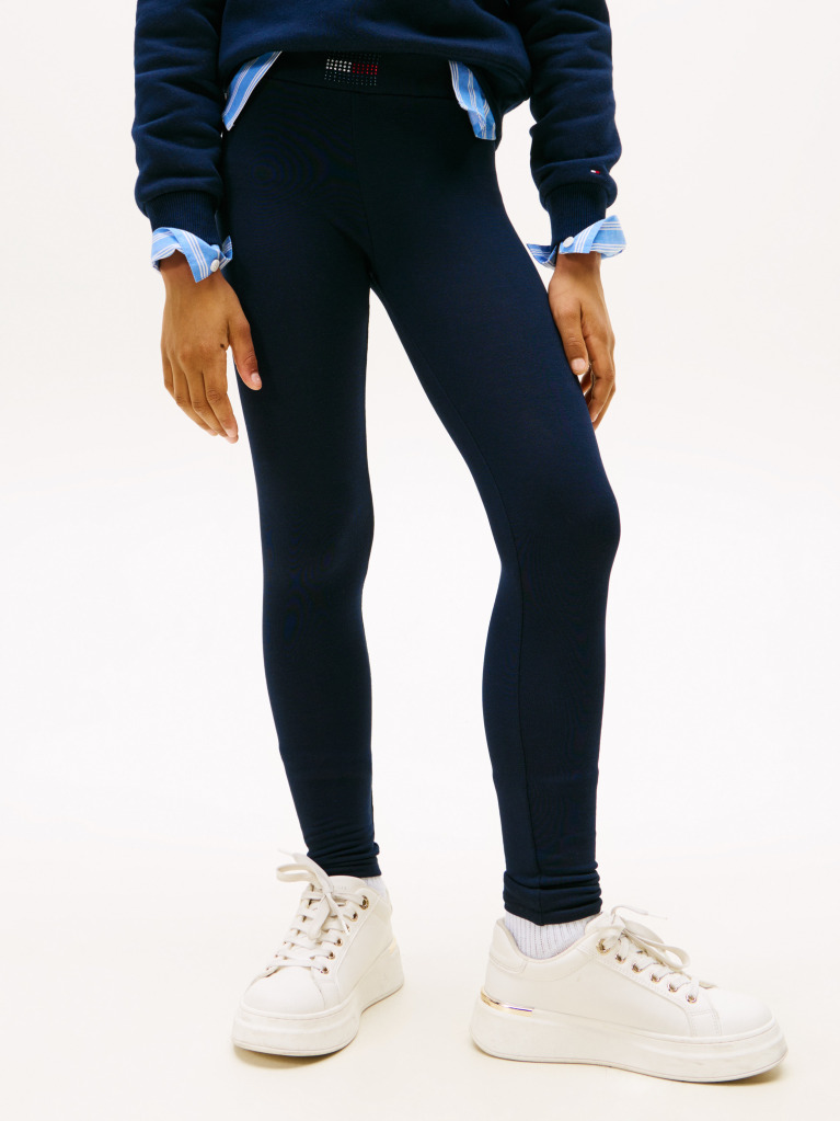 Blue Diamanté Flag Skinny Full Length Leggings  Girls