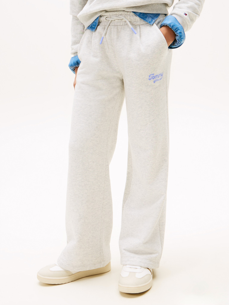 Grey Varsity Flock Logo Wide Leg Joggers  Girls