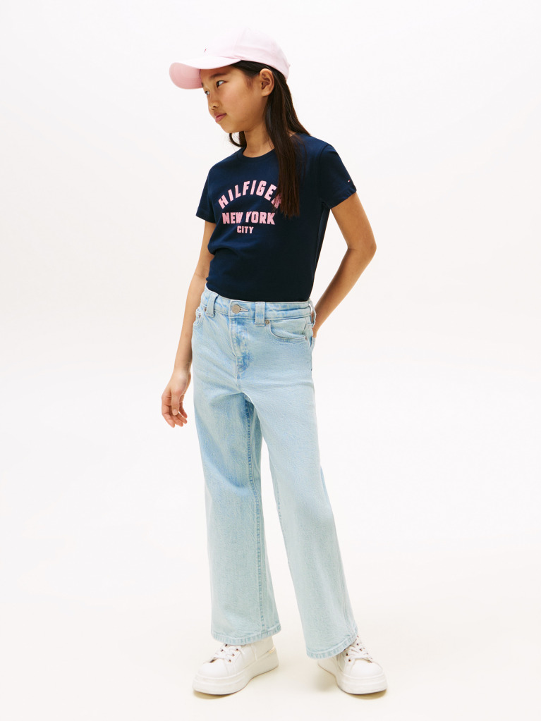 Blue Glitter Curve NYC Logo T-Shirt  Girls