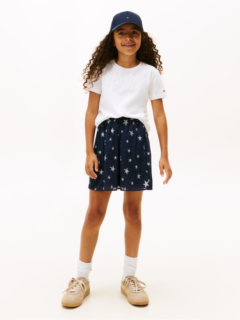 White Tommy Sequins Short Sleeve Tee  Girls