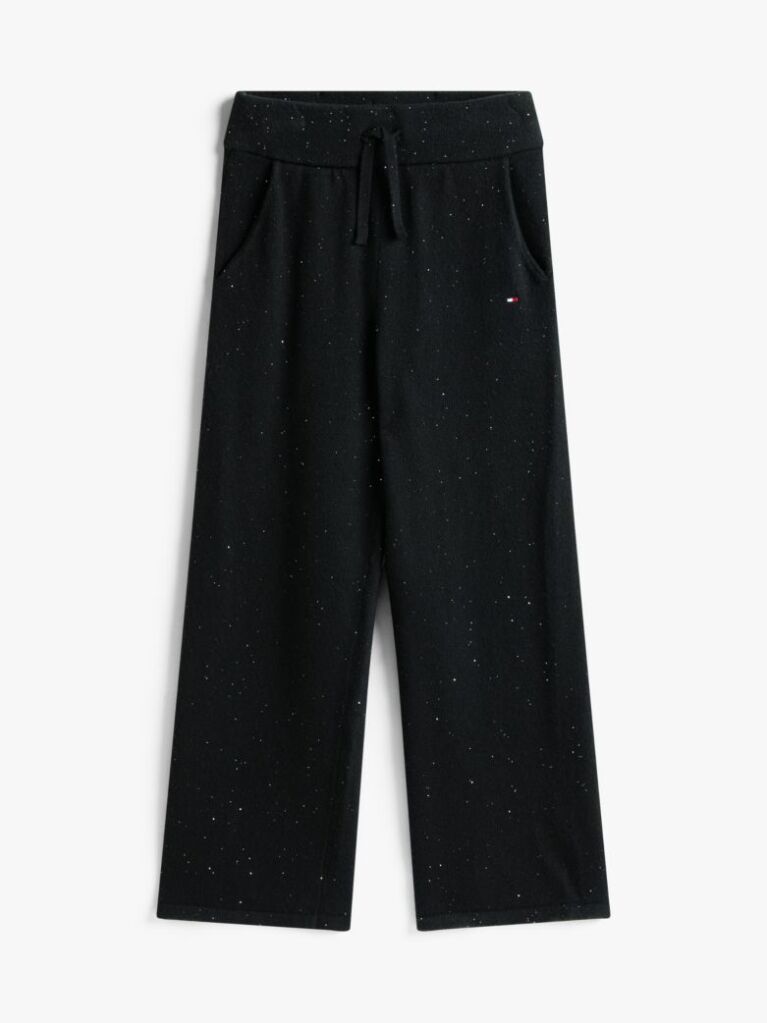 Black Sequin Wide Leg Drawstring Trousers  Girls