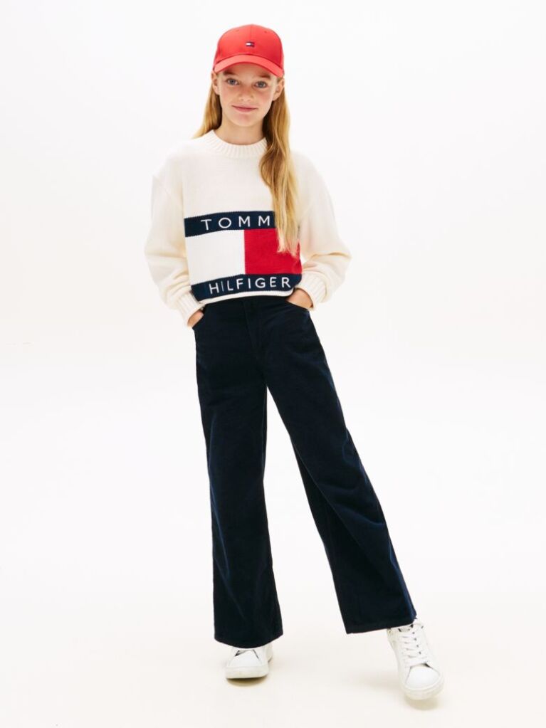 Beige Heritage Flag Rib-Knit Relaxed Jumper  Girls