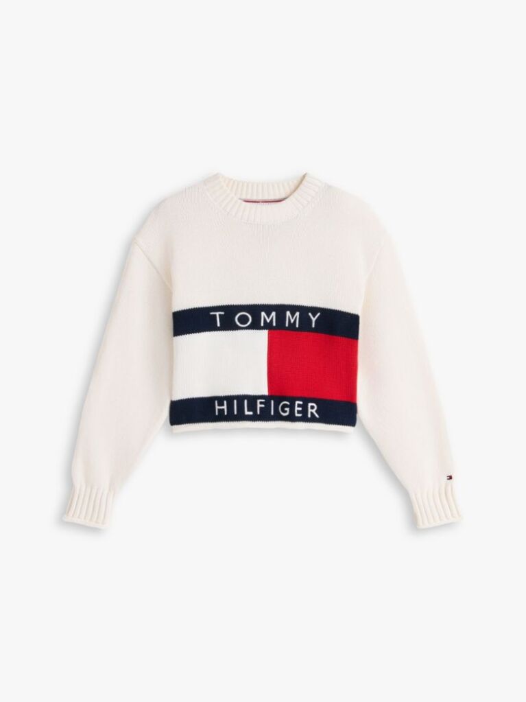 Beige Heritage Flag Rib-Knit Relaxed Jumper  Girls