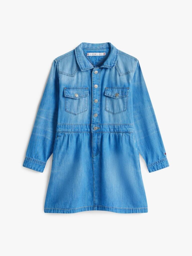 Blue Denim Long Sleeve Dress  Girls