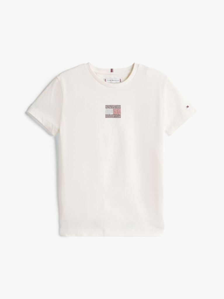 Beige Diamanté Flag Jersey T-Shirt  Girls
