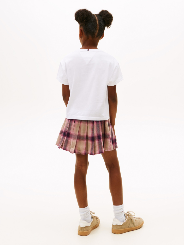White Varsity Leopard Print Sateen Logo T-Shirt  Girls