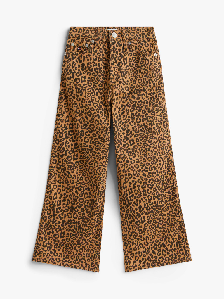Multi Mabel Leopard Print High Rise Wide Leg Jeans  Girls