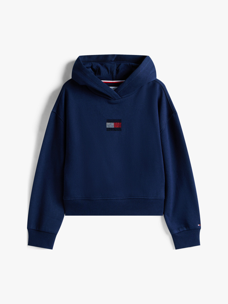 Blue Diamanté Flag Relaxed Fleece Hoody  Girls