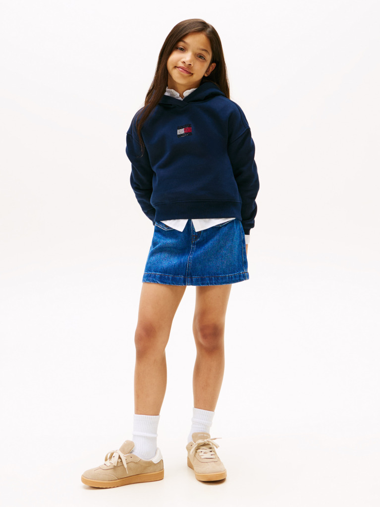 Blue Diamanté Flag Relaxed Fleece Hoody  Girls