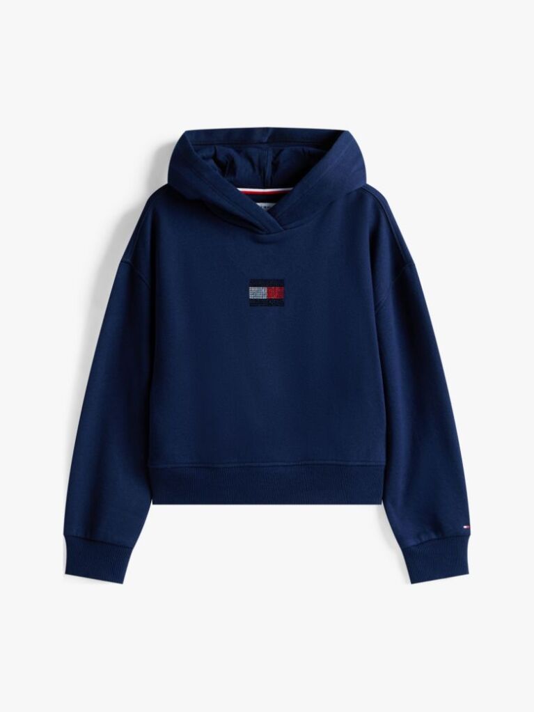 Blue Diamanté Flag Relaxed Fleece Hoody  Girls