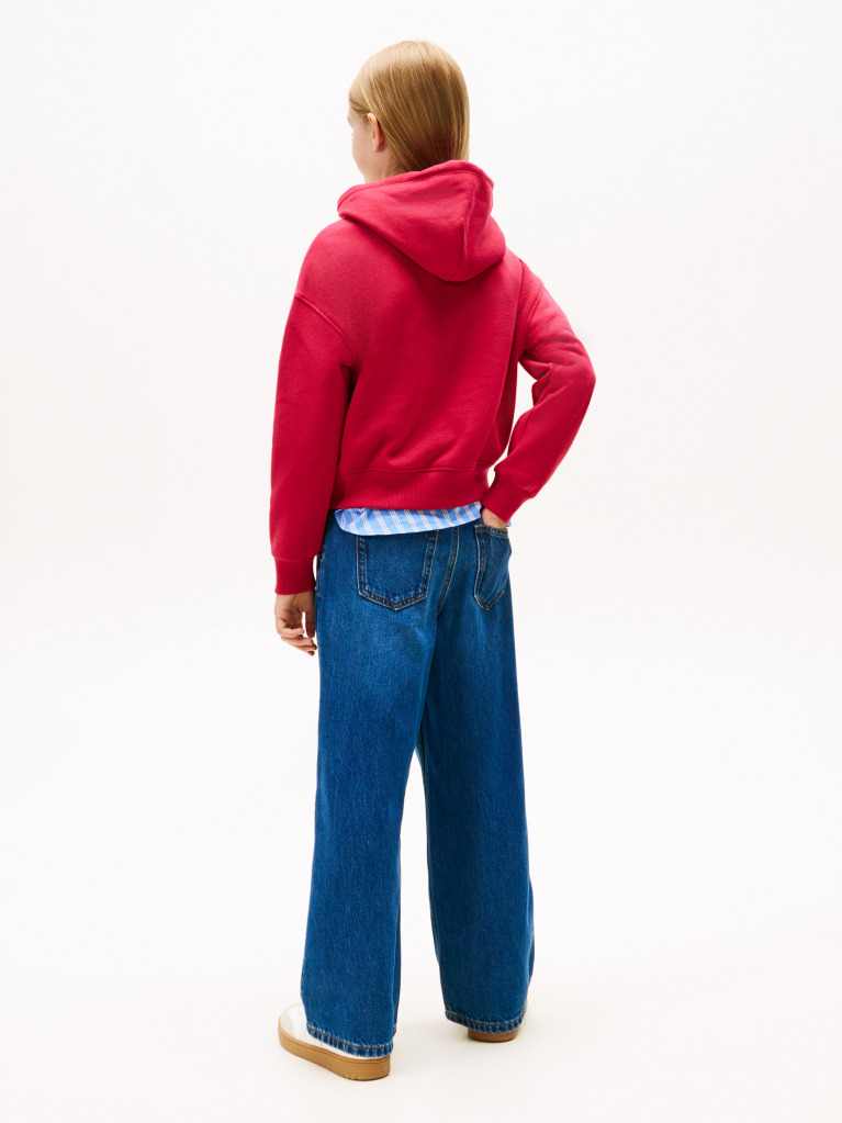 Red Diamanté Flag Relaxed Fleece Hoody  Girls