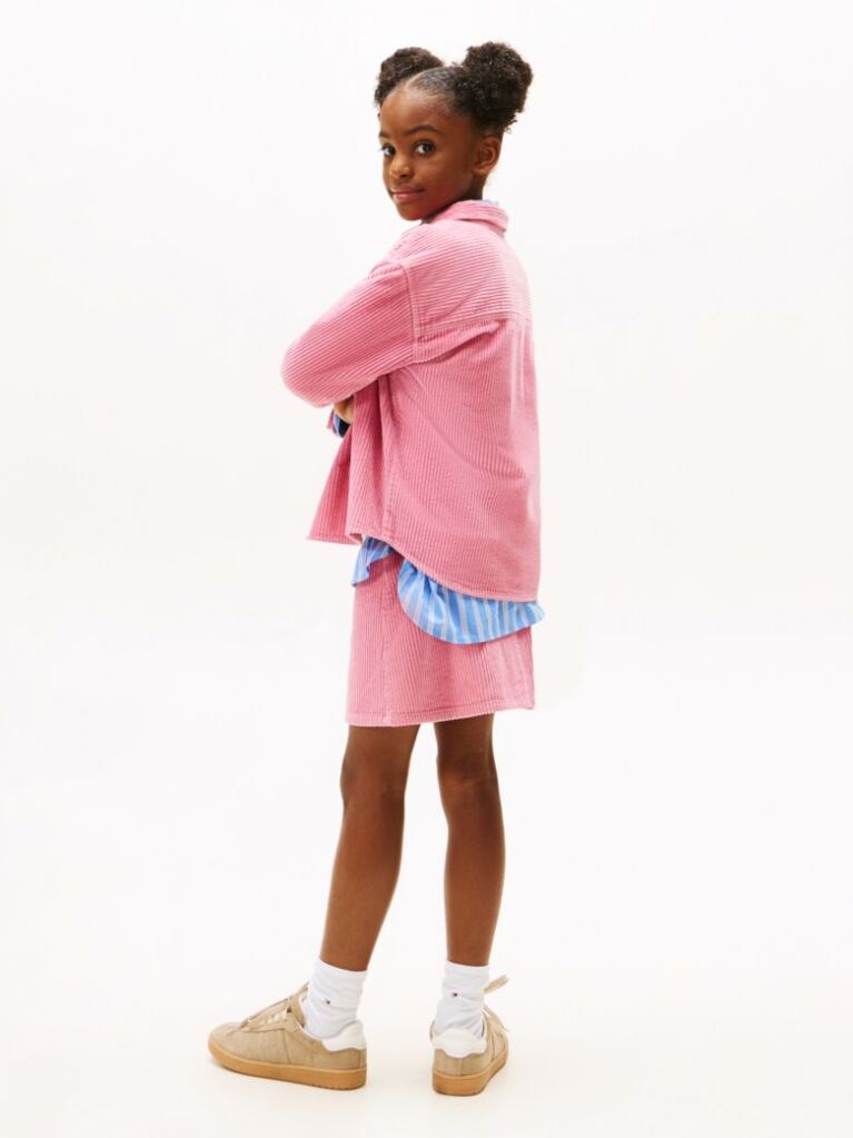 Pink Logo Patch Corduroy Relaxed Fit Overshirt  Girls