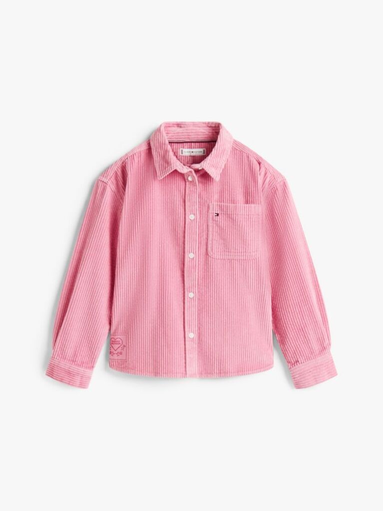 Pink Logo Patch Corduroy Relaxed Fit Overshirt  Girls