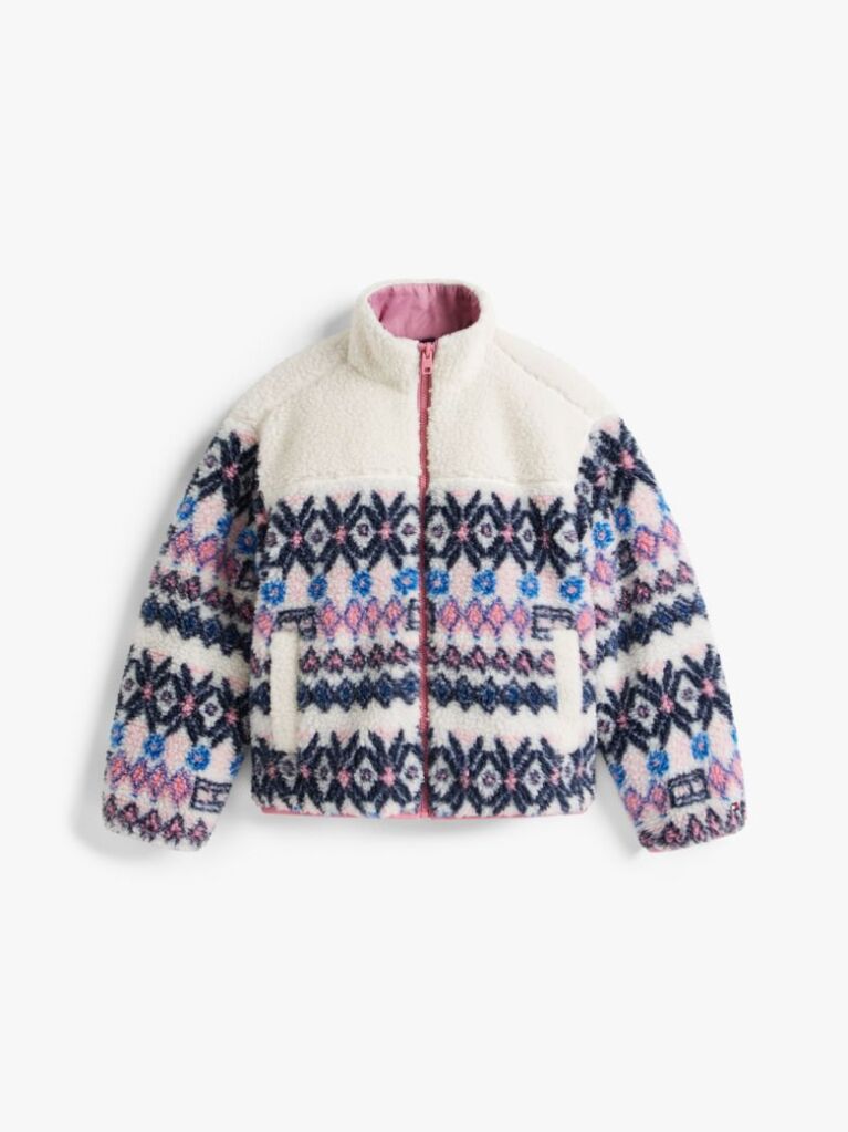Beige Fairisle Teddy Jacket  Girls