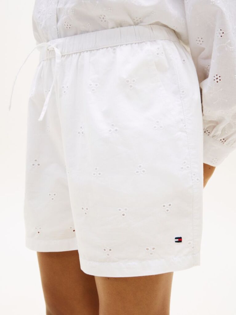 White Broderie Anglaise Wide Leg Shorts  Girls