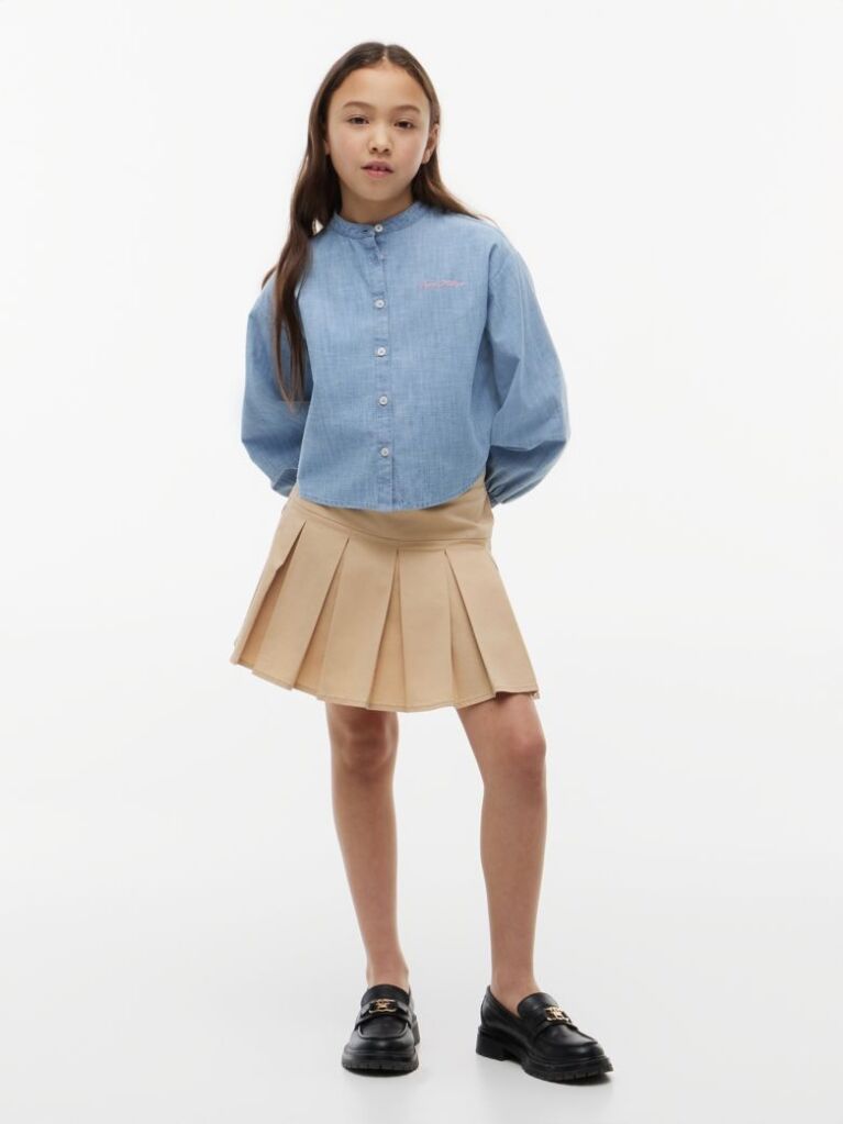 Denim Relaxed Fit Logo Embroidery Chambray Shirt  Girls