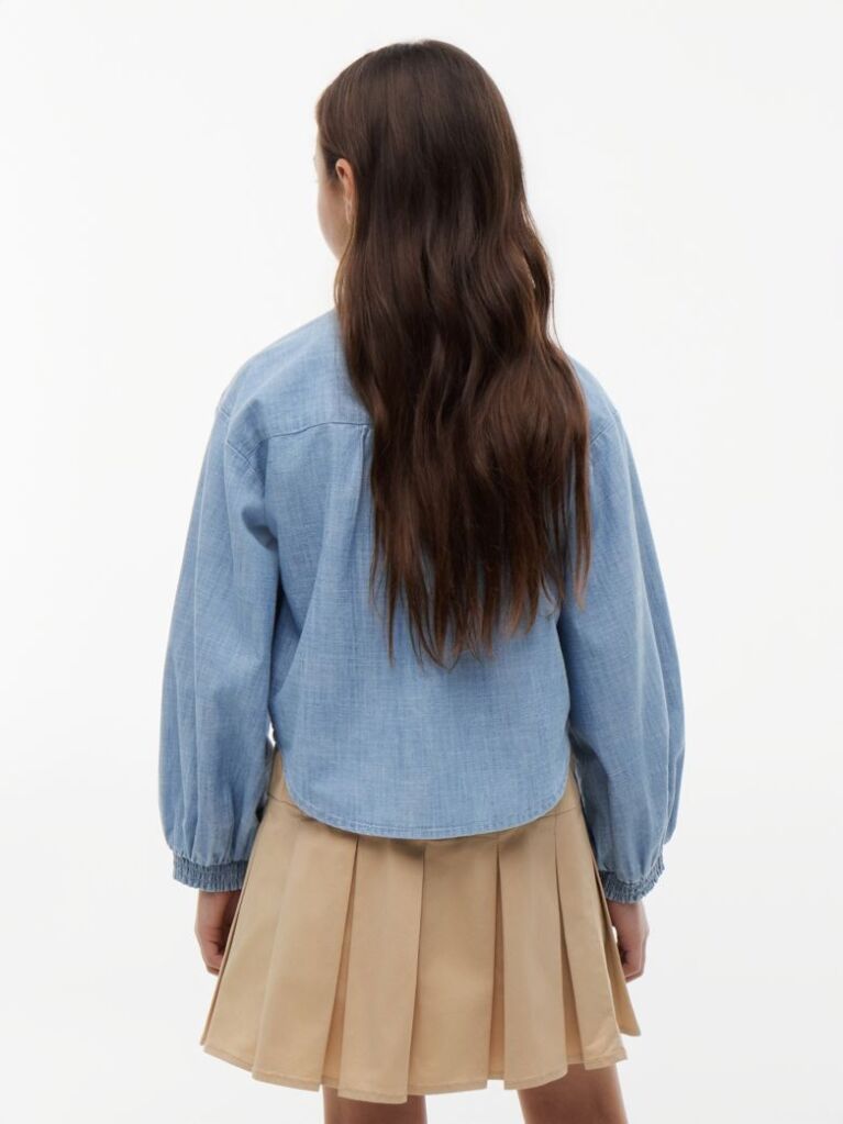 Denim Relaxed Fit Logo Embroidery Chambray Shirt  Girls