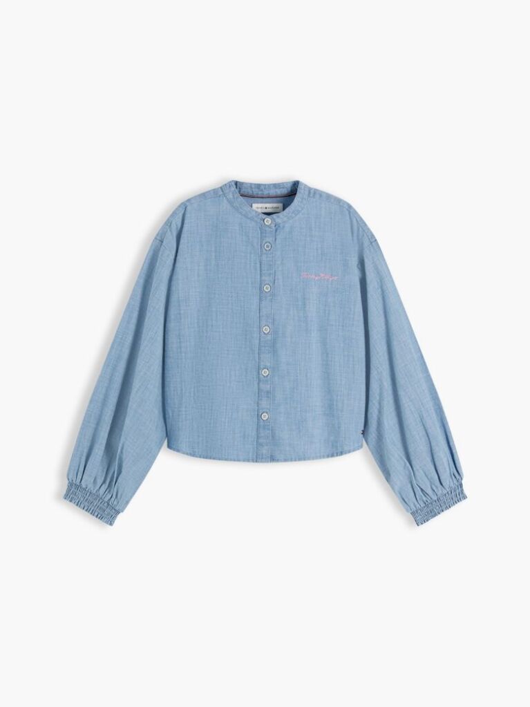 Denim Relaxed Fit Logo Embroidery Chambray Shirt  Girls