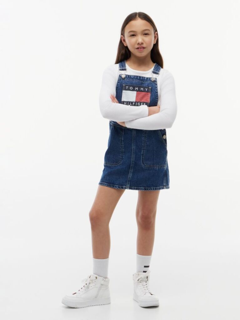 Denim Heritage Logo Pocket Denim Dungaree Dress  Girls